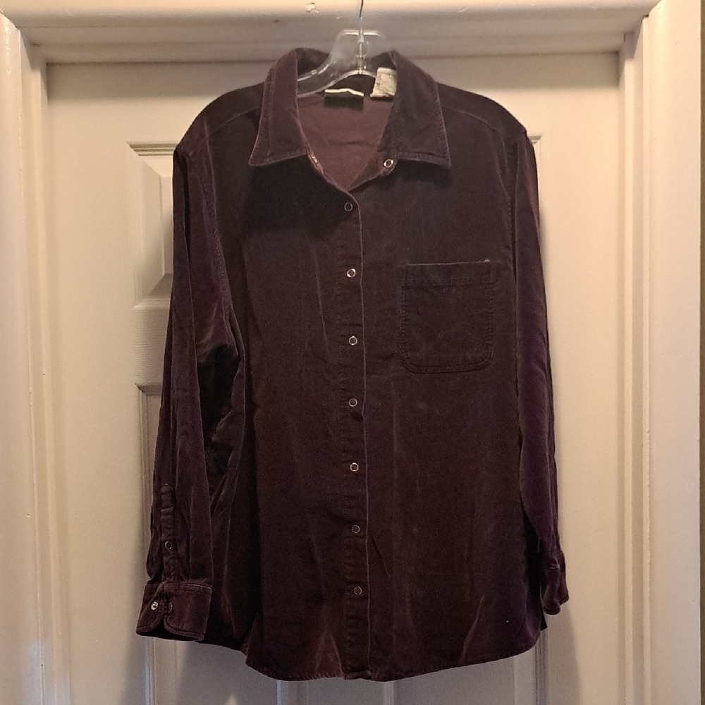 Faded Glory Deep Wine Cotton Button-Up Shirt